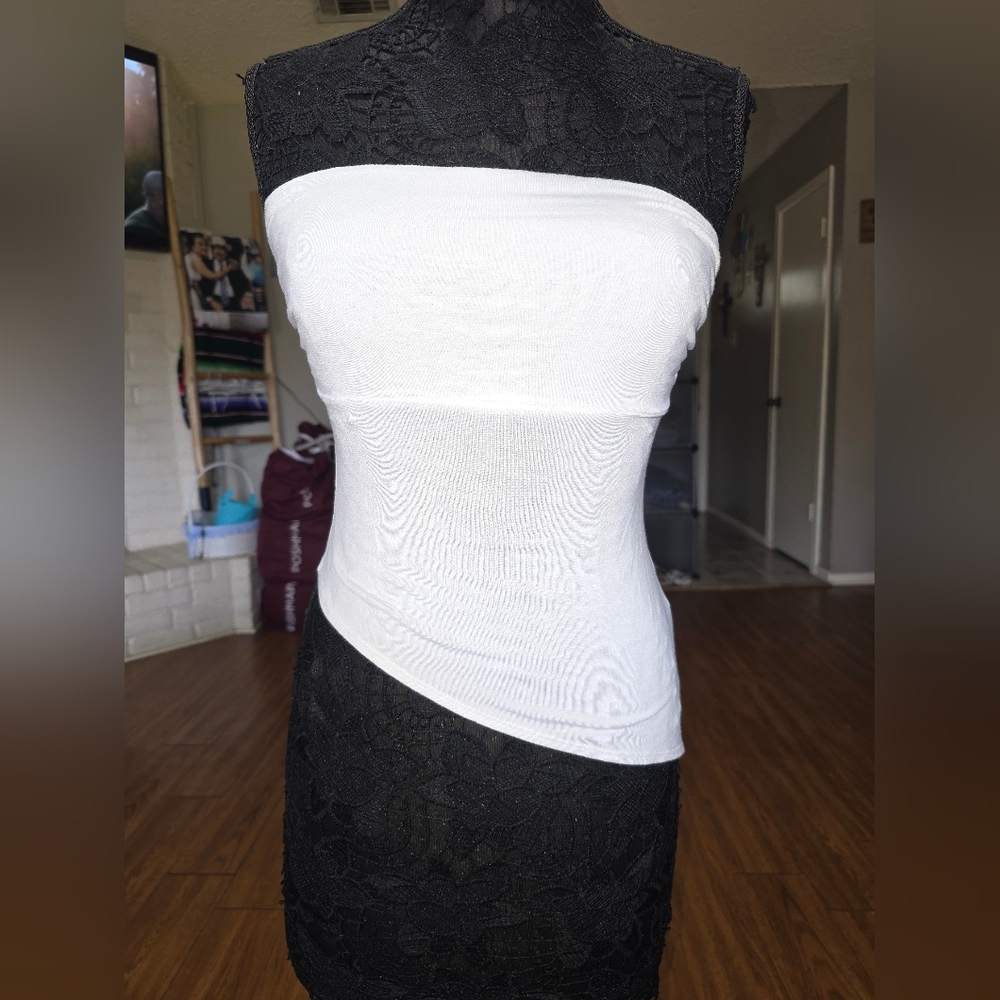 See You Monday White and Black Crop Top